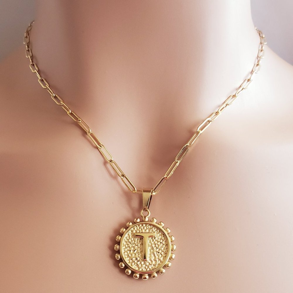 Initial T Gold Necklace